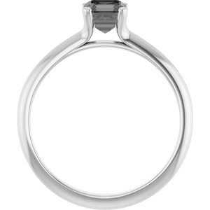 Platinum 6.5x6.5 mm Square Cubic Zirconia Solitaire Engagement Ring