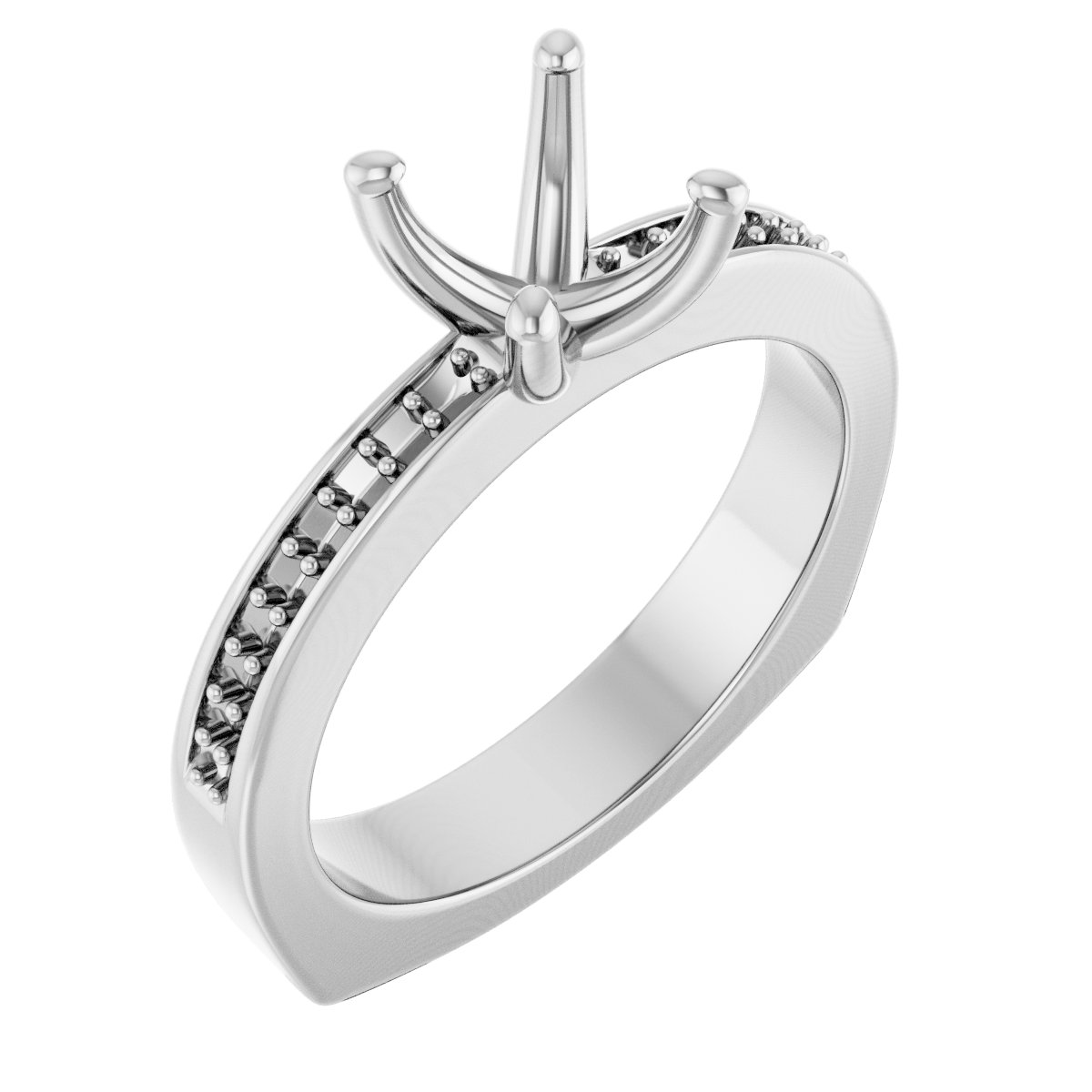 Accented Euro Shank Engagement Ring