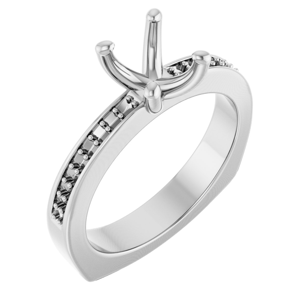 Accented Euro Shank Engagement Ring