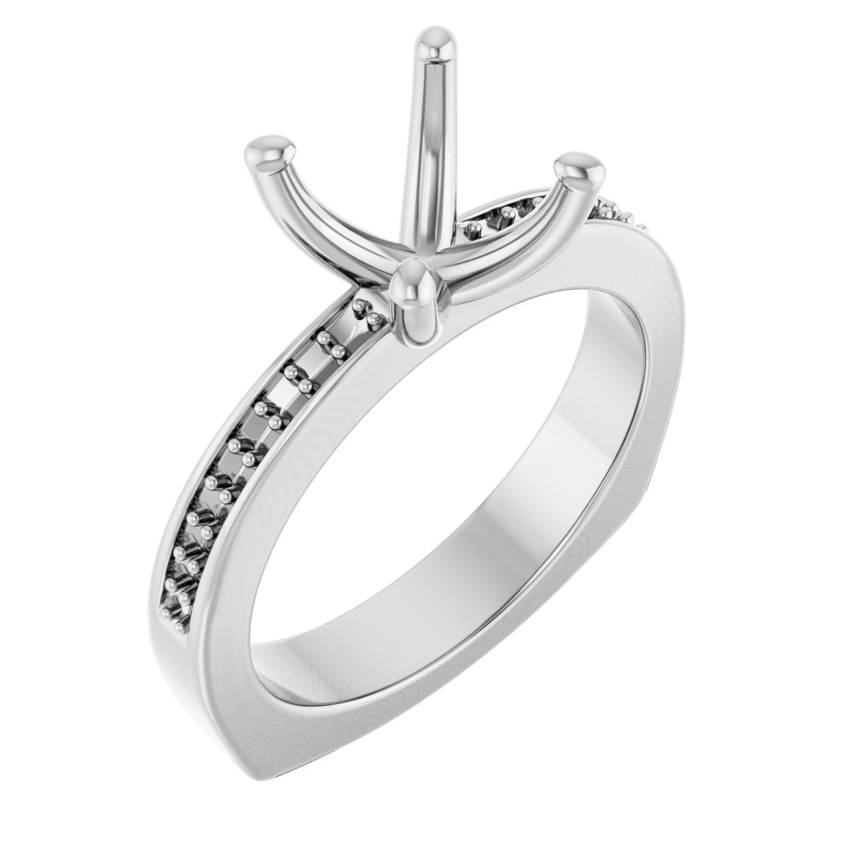Accented Euro Shank Engagement Ring