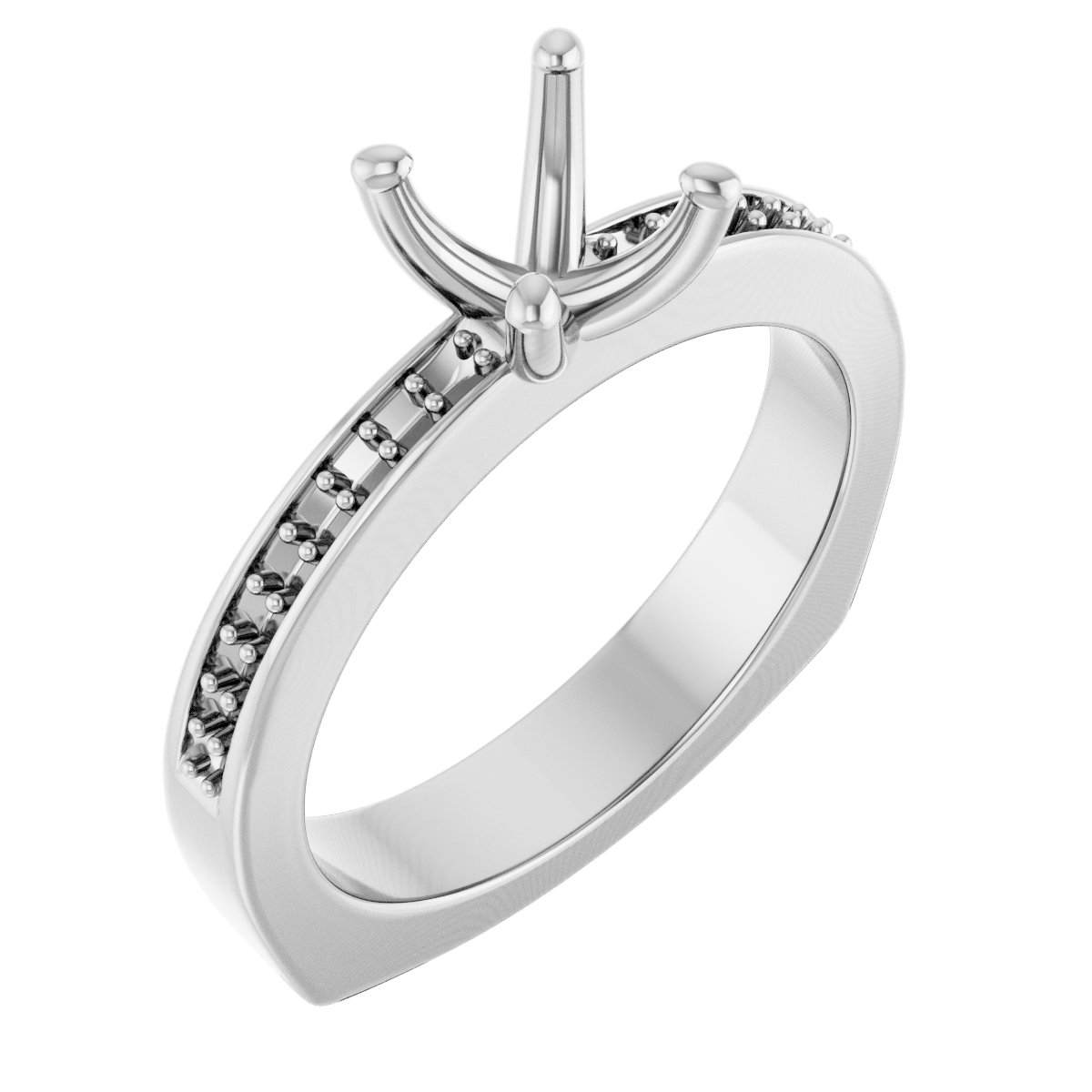 Accented Euro Shank Engagement Ring