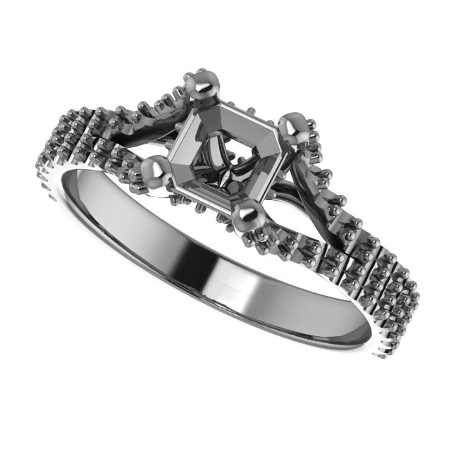 10 mm Square Engagement Ring Mounting view 5