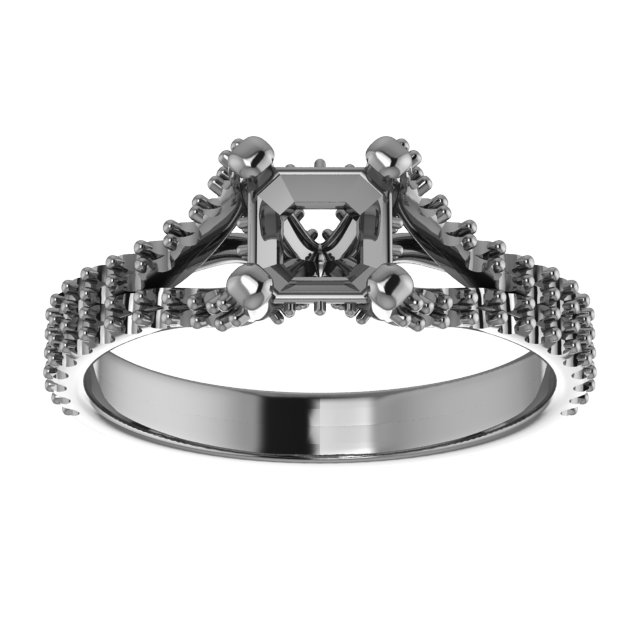 10 mm Square Engagement Ring Mounting view 3