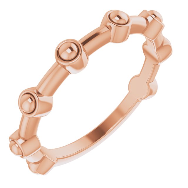 14K Rose Beaded Bar Ring