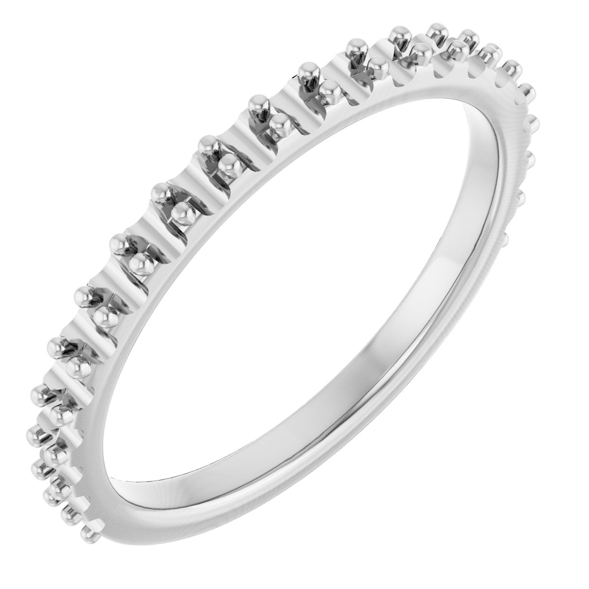 14K White 3/8 CTW Natural Diamond Band for 6 mm Cushion Ring