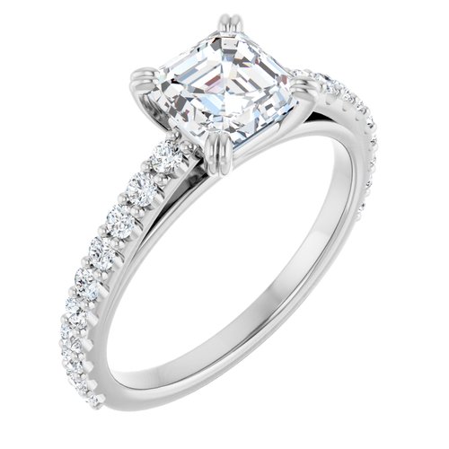 Platinum Asscher 1 1/4 ct Engagement Ring