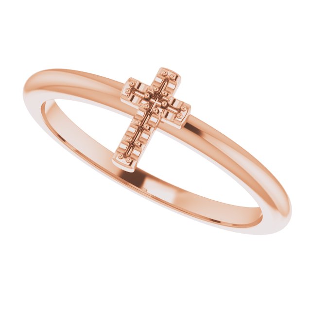 14K Rose .03 CTW Natural Diamond Stackable Cross Ring