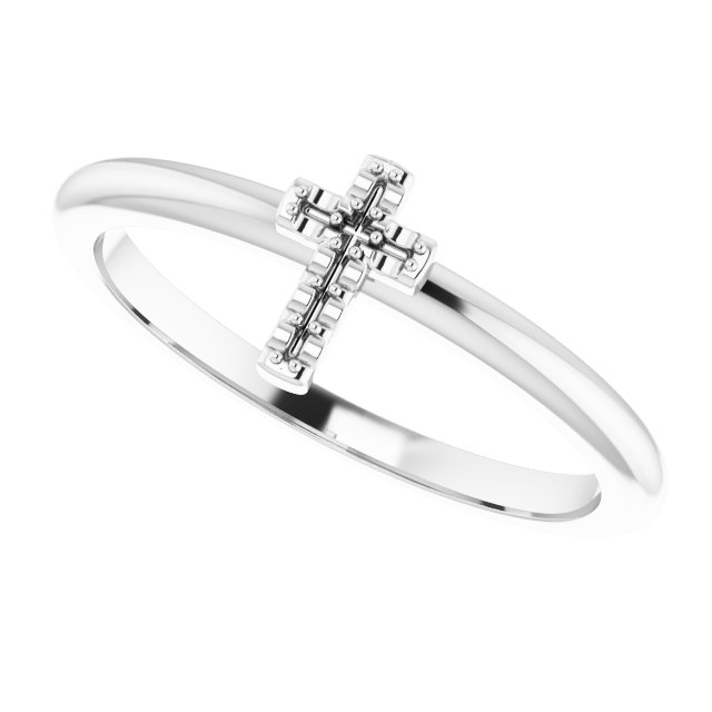 Sterling Silver .03 CTW Natural Diamond Stackable Cross Ring