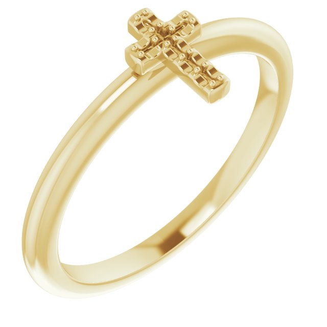 14K Yellow .03 CTW Natural Diamond Stackable Cross Ring