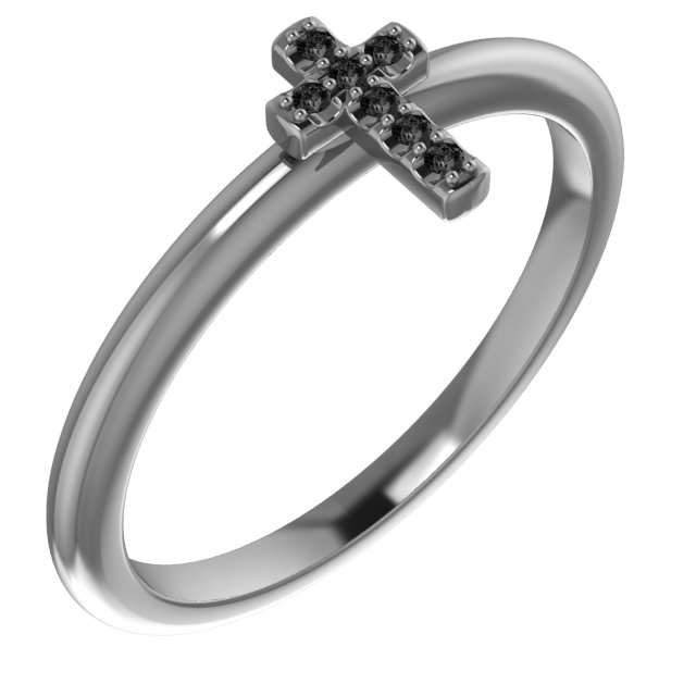 14K White .03 CTW Black Diamond Stackable Cross Ring Ref. 16487957
