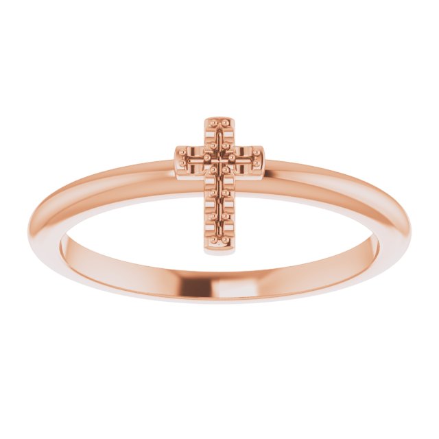 14K Rose .03 CTW Natural Diamond Stackable Cross Ring