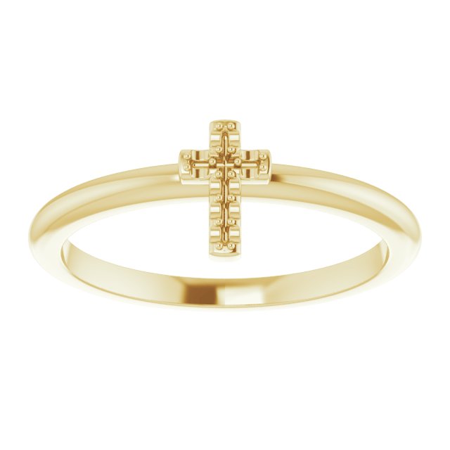 14K Yellow .03 CTW Natural Diamond Stackable Cross Ring