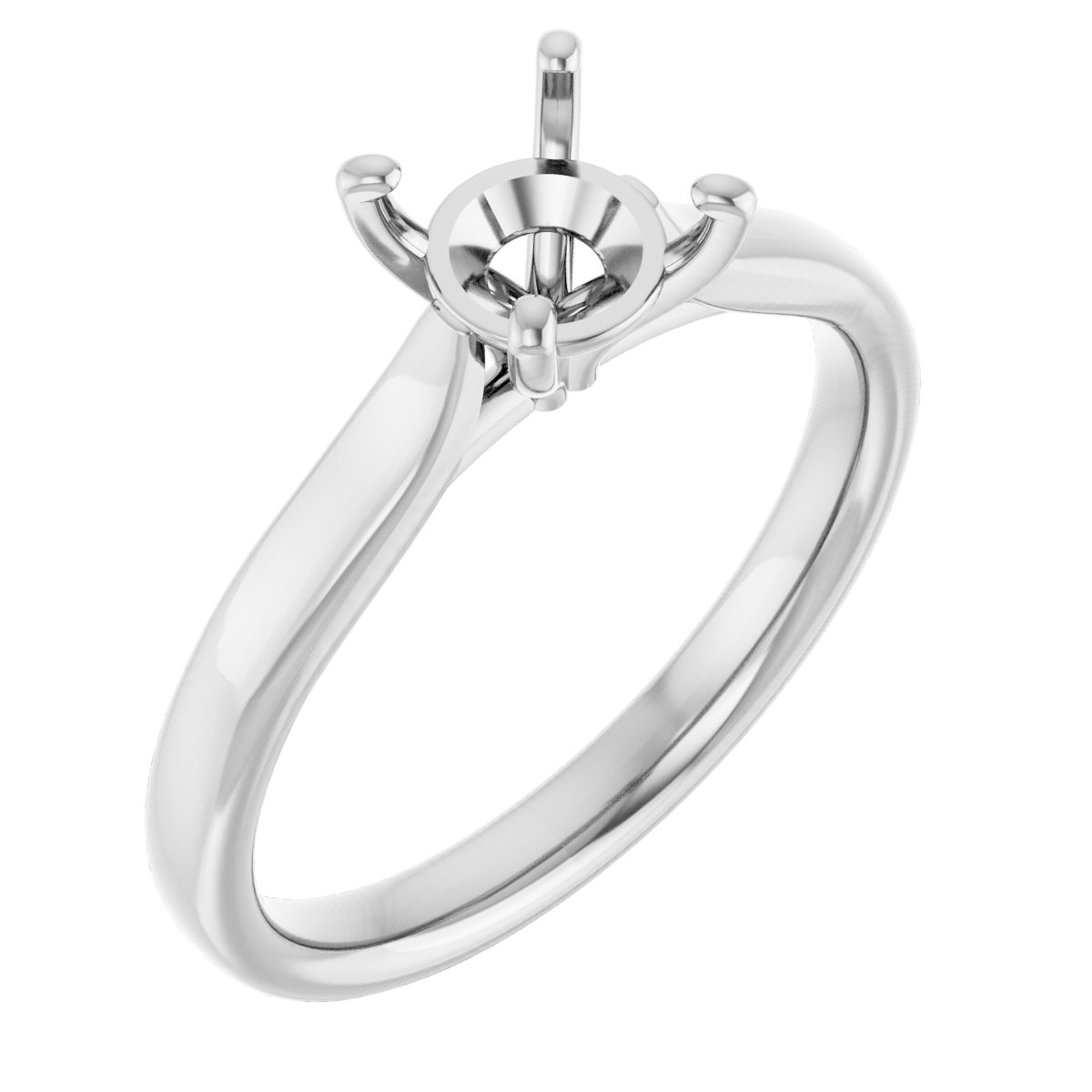 14K White 6.5 mm Round Engagement Ring Mounting