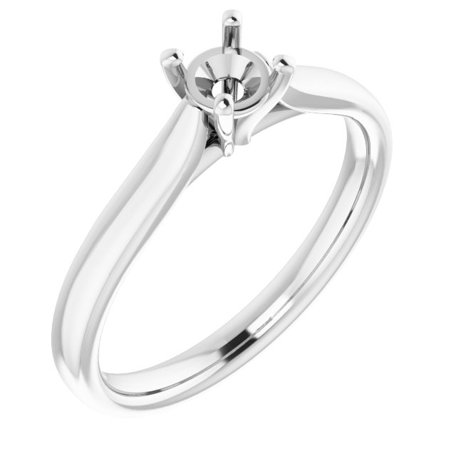 14K White 4.4 mm Round Engagement Ring Mounting