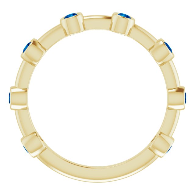 14K Yellow Blue Sapphire Bezel-Set Bar Ring     