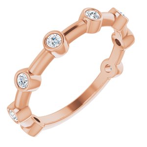 14K Rose 1/5 CTW Natural Diamond Bezel-Set Bar Ring     
