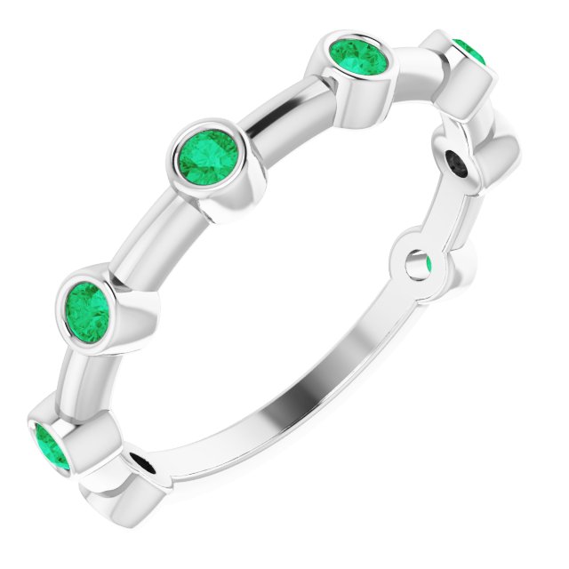 Platinum Natural Emerald Bezel-Set Bar Ring