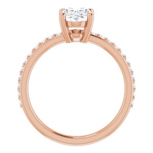 14K Rose 8x6 mm Oval  Forever One™ Moissanite & 1/5 CTW Diamond Engagement Ring