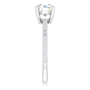 14K White 6.5 mm Round  Forever Oneâ„¢ Moissanite & 1/5 CTW Diamond Engagement Ring  