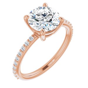 14K Rose 8 mm Round  Forever One™ Moissanite & 1/5 CTW Diamond Engagement Ring