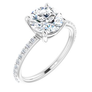 Platinum 8 mm Round  Forever Oneâ„¢ Moissanite & 1/5 CTW Diamond Engagement Ring  