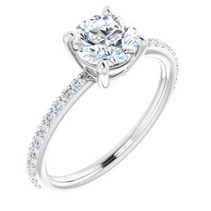 14K White 6.5 mm Round  Forever One™ Moissanite & 1/5 CTW Diamond Engagement Ring
