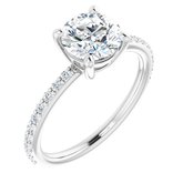 Platinum 7 mm Round  Forever One™ Moissanite & 1/5 CTW Diamond Engagement Ring  