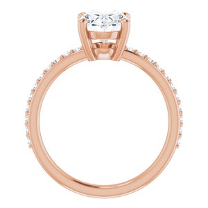 14K Rose 9x7 mm Oval  Forever One™ Moissanite & 1/5 CTW Diamond Engagement Ring
