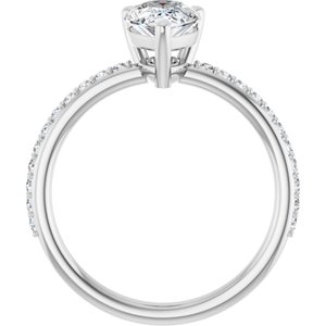 14K White 9x6 mm Pear  Forever One™ Moissanite & 1/5 CTW Diamond Engagement Ring