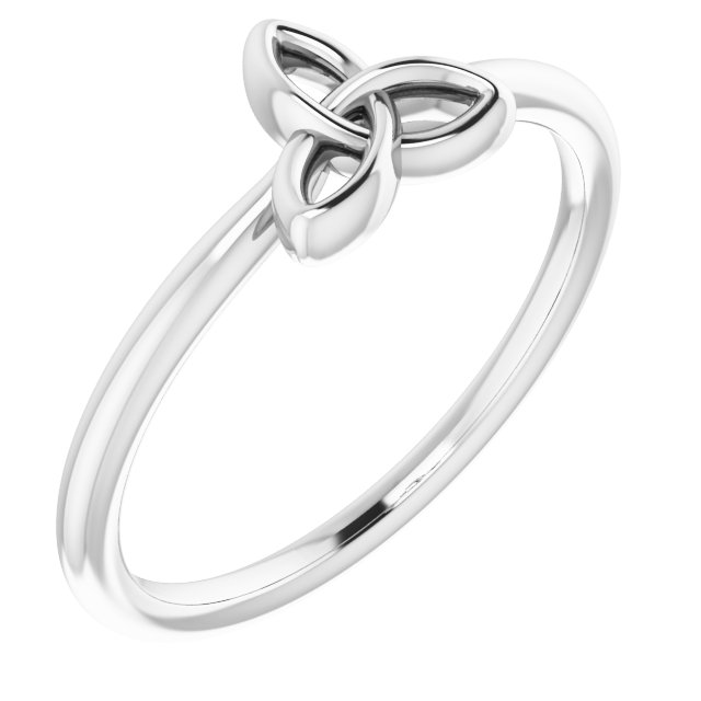14K White Celtic-Inspired Trinity Stackable Ring  