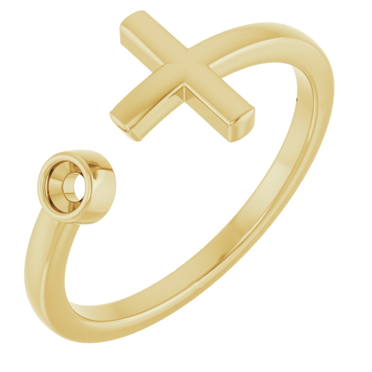 14K Yellow .06 CTW Natural Diamond Negative Space Cross Ring 