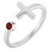 Sterling Silver Natural Mozambique Garnet Negative Space Cross Ring