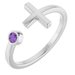 Sterling Silver Natural Amethyst Negative Space Cross Ring