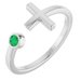 14K White Lab-Grown Emerald Negative Space Cross Ring