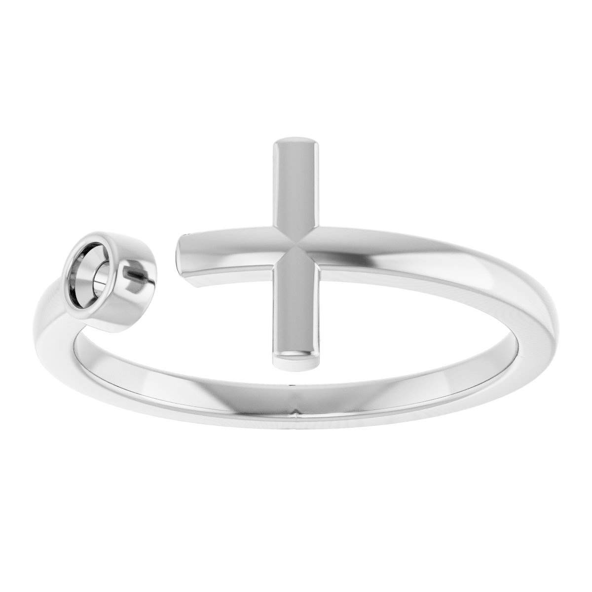 Sterling Silver .06 CTW Natural Diamond Negative Space Cross Ring 