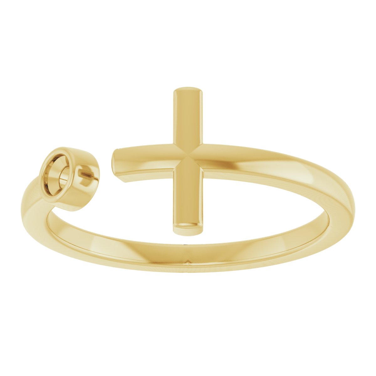 14K Yellow .06 CTW Natural Diamond Negative Space Cross Ring 