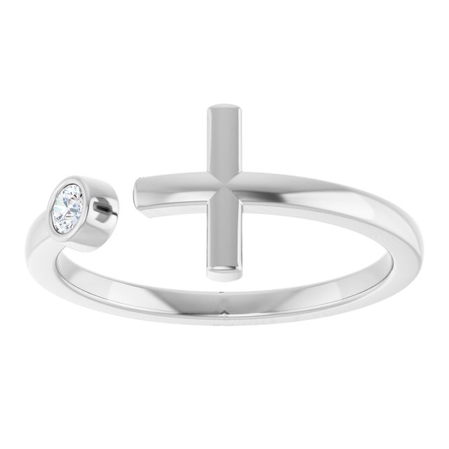Sterling Silver .06 CTW Natural Diamond Negative Space Cross Ring 