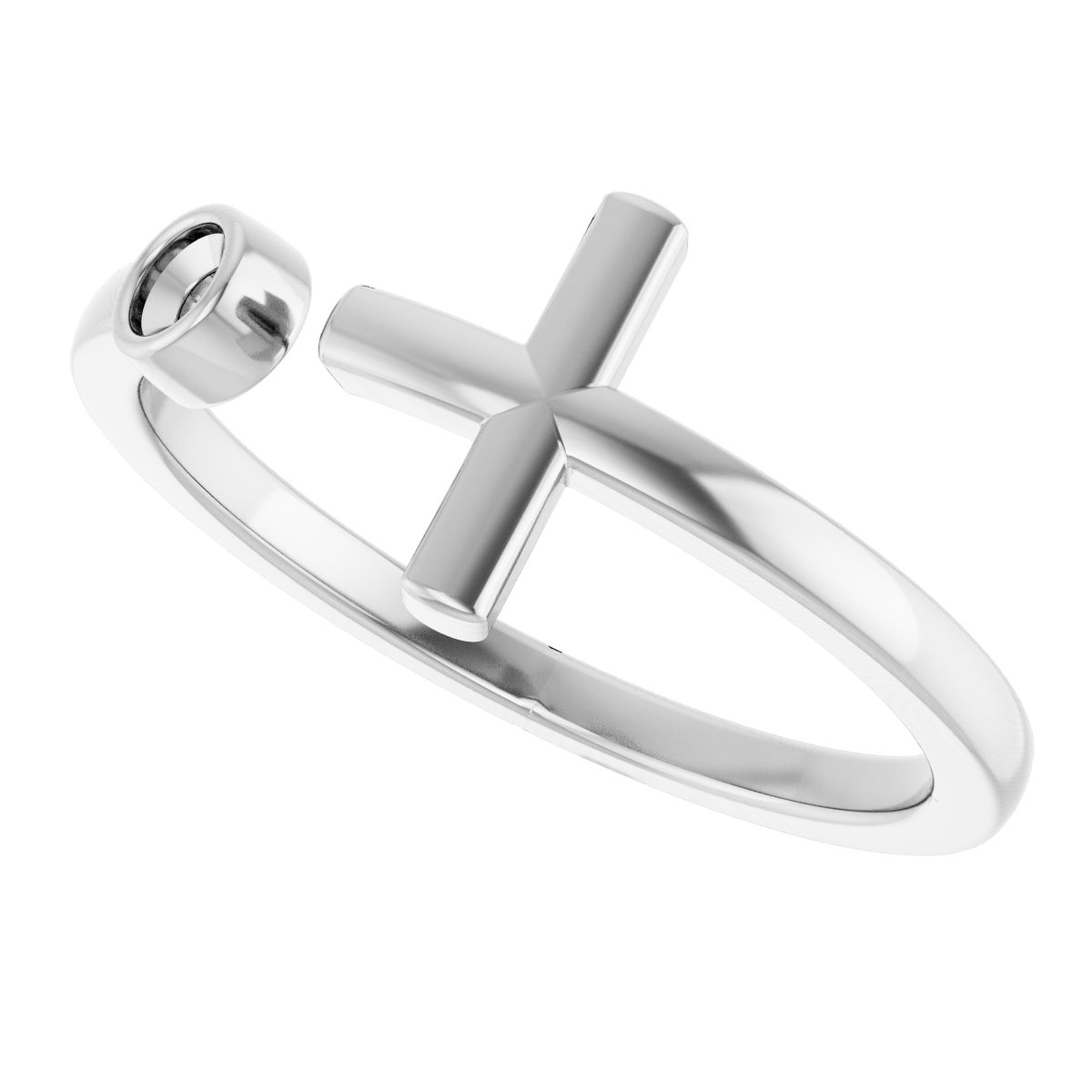 14K White .06 CTW Natural Diamond Negative Space Cross Ring 