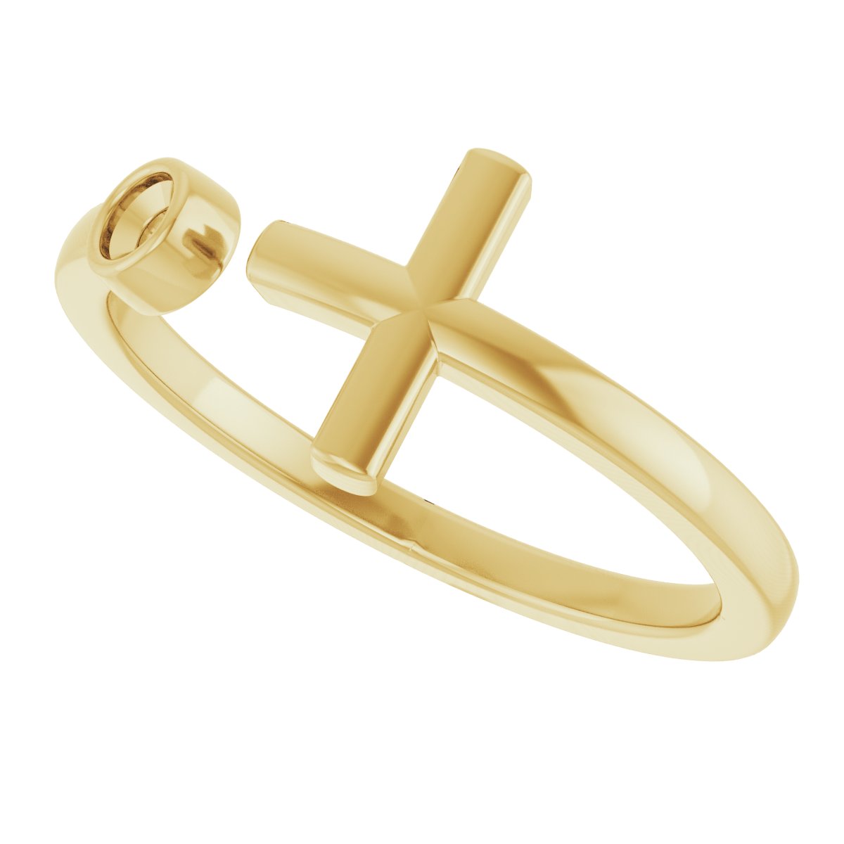 14K Yellow .06 CTW Natural Diamond Negative Space Cross Ring 