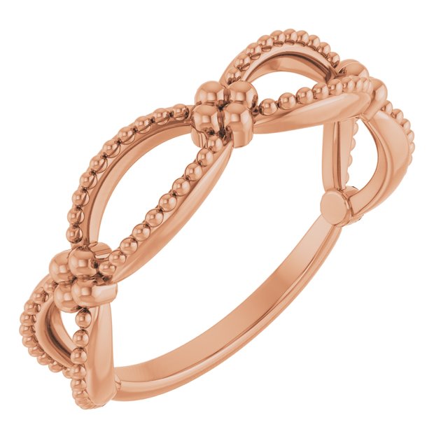 14K Rose Beaded Stackable Ring 