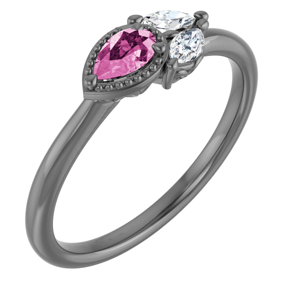 14K White Natural Pink Sapphire & 1/8 CTW Natural Diamond Ring