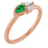 14K Rose Chatham Created Emerald and .125 CTW Diamond Ring Ref. 14296113