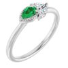 Platinum Emerald and .125 CTW Diamond Ring Ref. 14296114