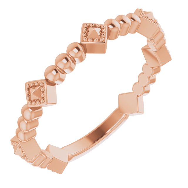 14K Rose Stackable Pyramid Ring 