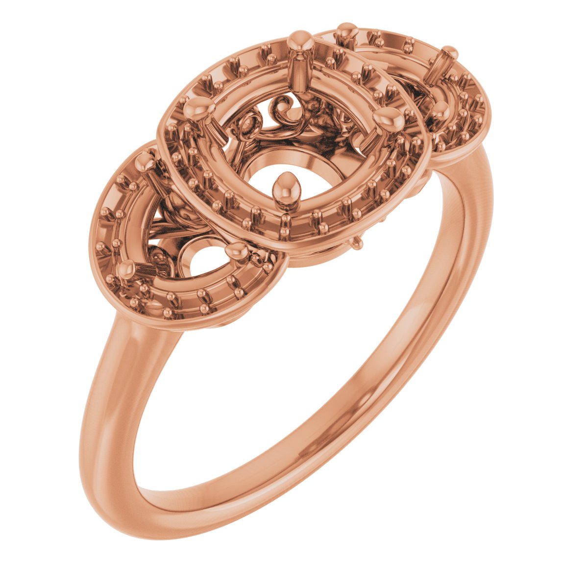 Three-Stone Halo-Style Engagement Ring or Band