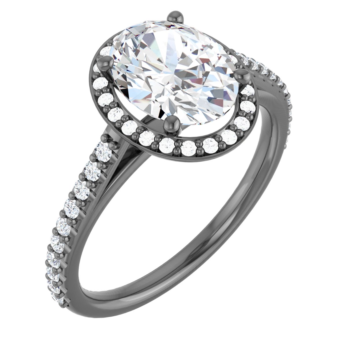 Platinum 9x7 mm Oval Forever One Moissanite and .25 CTW Diamond Engagement Ring Ref 13895687