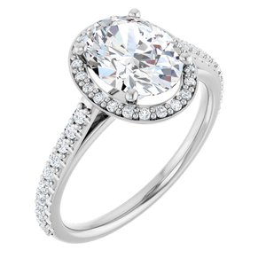Platinum 9x7 mm Oval Forever One™ Moissanite & 1/4 CTW Diamond Engagement Ring