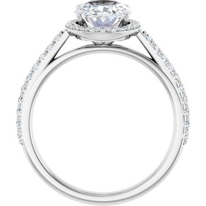 14K White 9x7 mm Oval Forever Oneâ„¢ Moissanite & 1/4 CTW Diamond Engagement Ring 