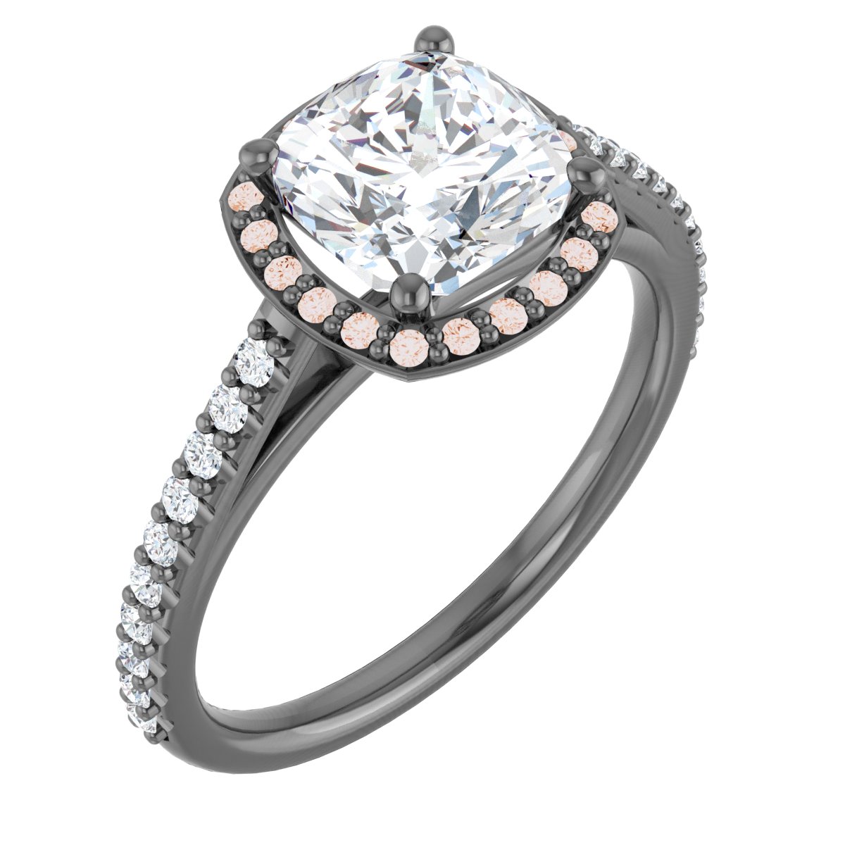 14K Rose 7 mm Cushion Forever One Moissanite and .25 CTW Diamond Engagement Ring Ref 13895706