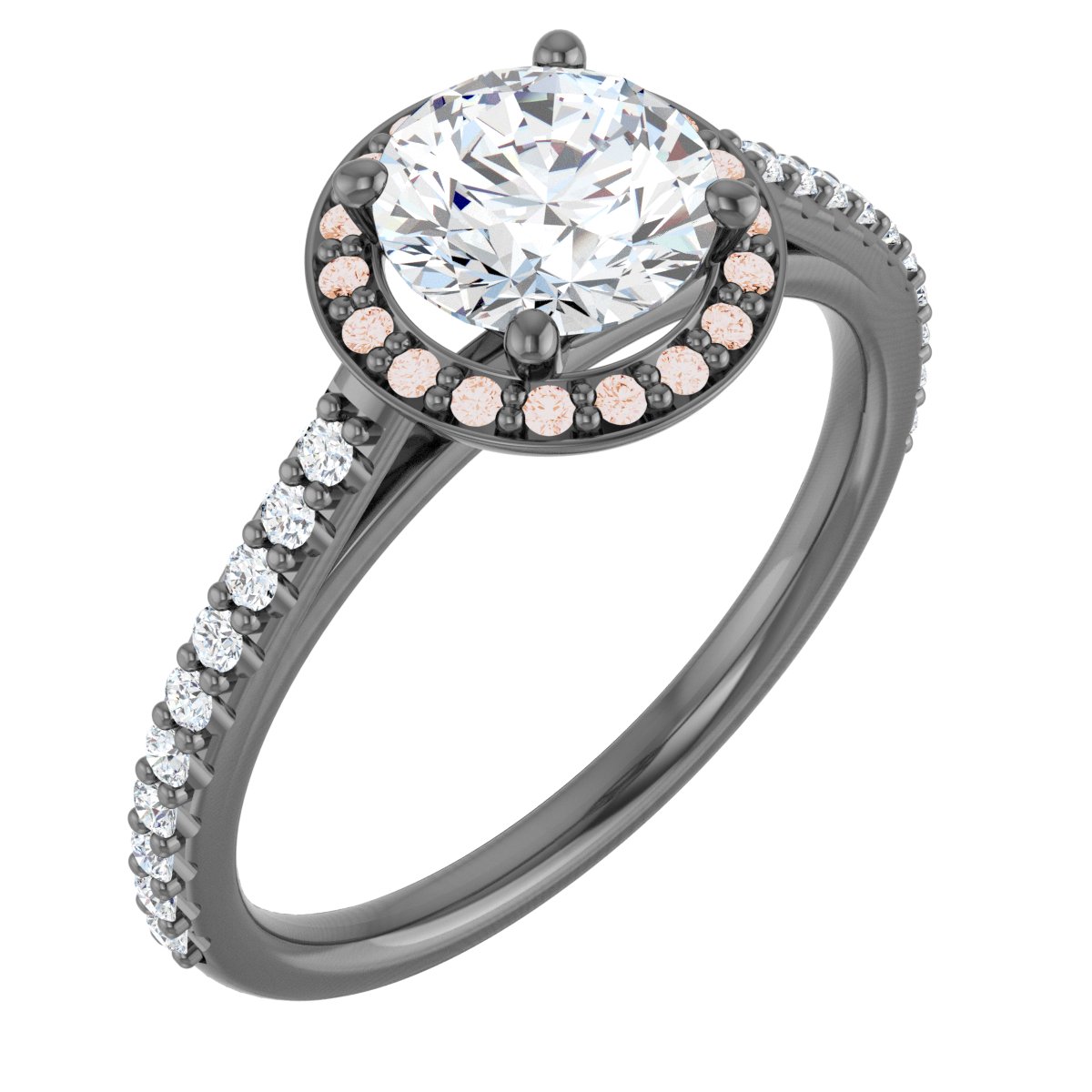 14K Rose 6.5 mm Round Forever One Moissanite and .25 CTW Diamond Engagement Ring Ref 13895357